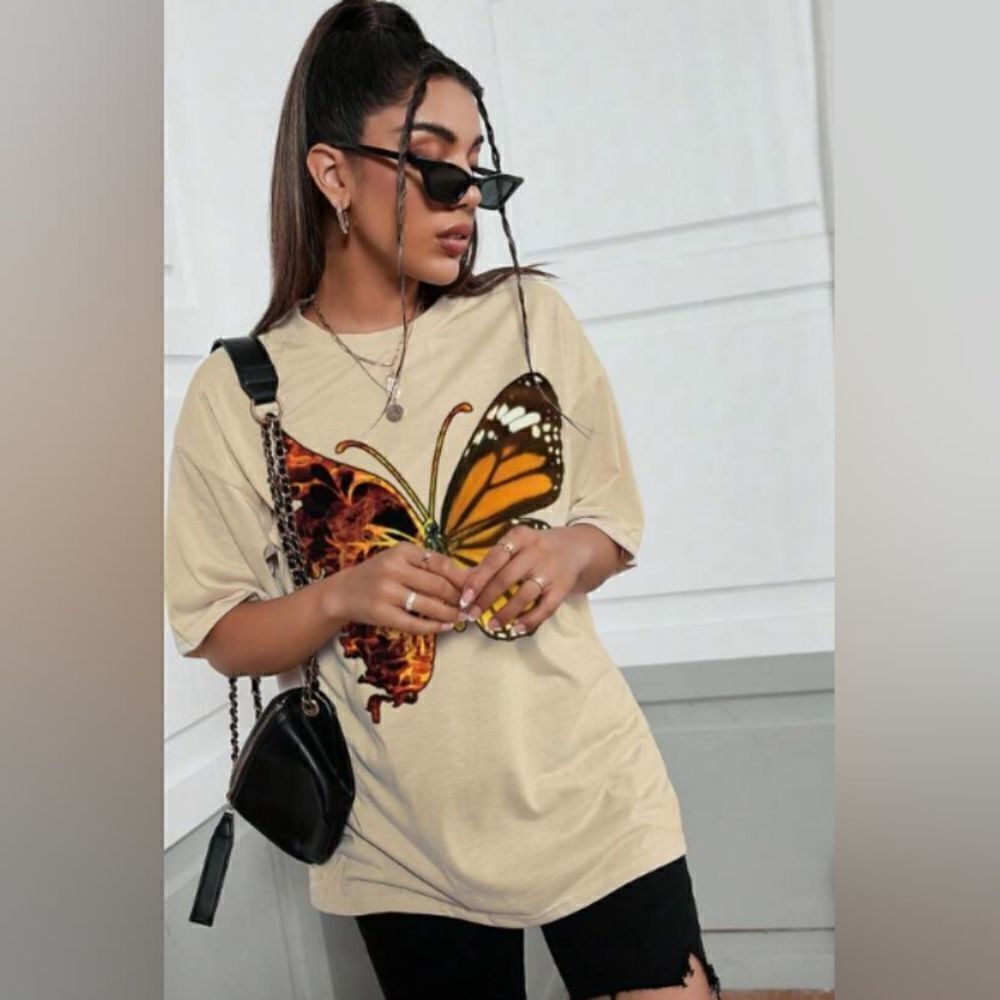 Artistic Butterfly Graphic Oversized Tee”. New Without Tags